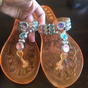Clear orange jelly sandals